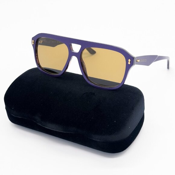 NEW GUCCI GG1263S 005 SUNGLASSES UNISEX VIOLET AVIATOR EYEWEAR GUCCI - Picture 3 of 13